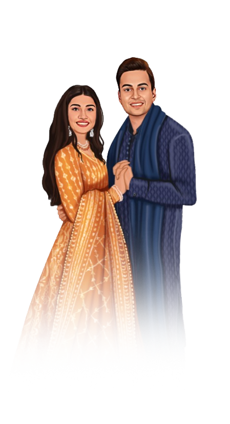 Rajat and Shubhi illustrated portrait